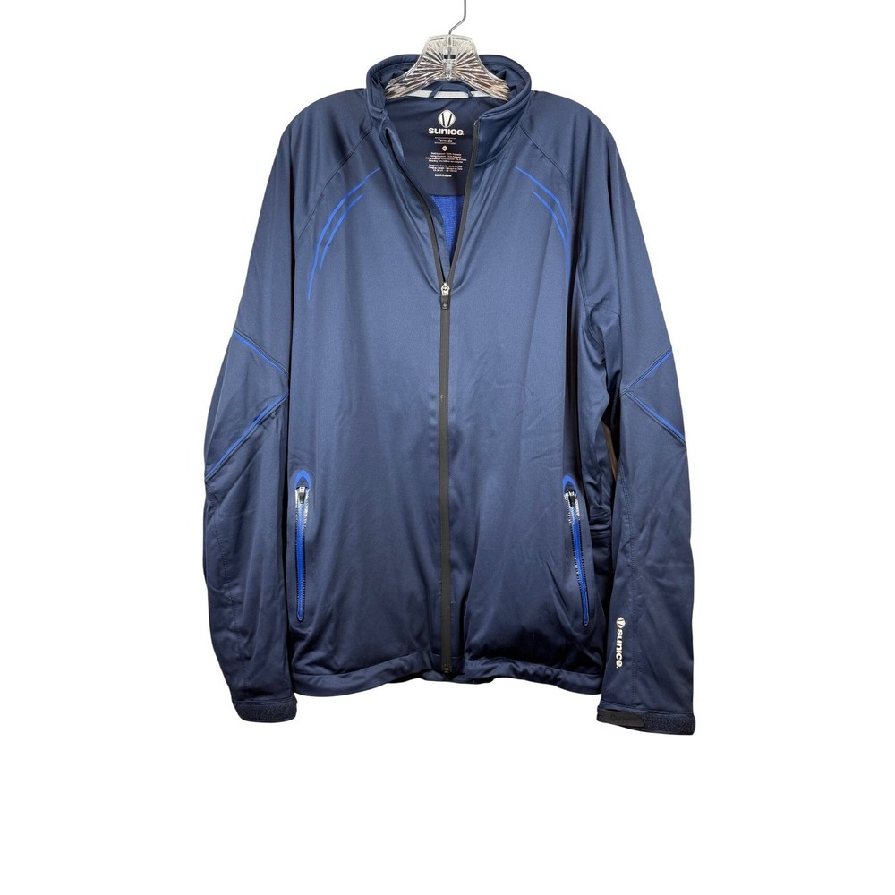 Sunice Golf Men's Tornado Jacket, Navy, attached Ball Rag, Full Zip, Size XL